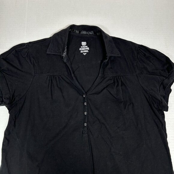 Faded Glory Women Black Polo Shirt Top Short Sleeve V Neck Buttons Size 1X 16W - Picture 4 of 6
